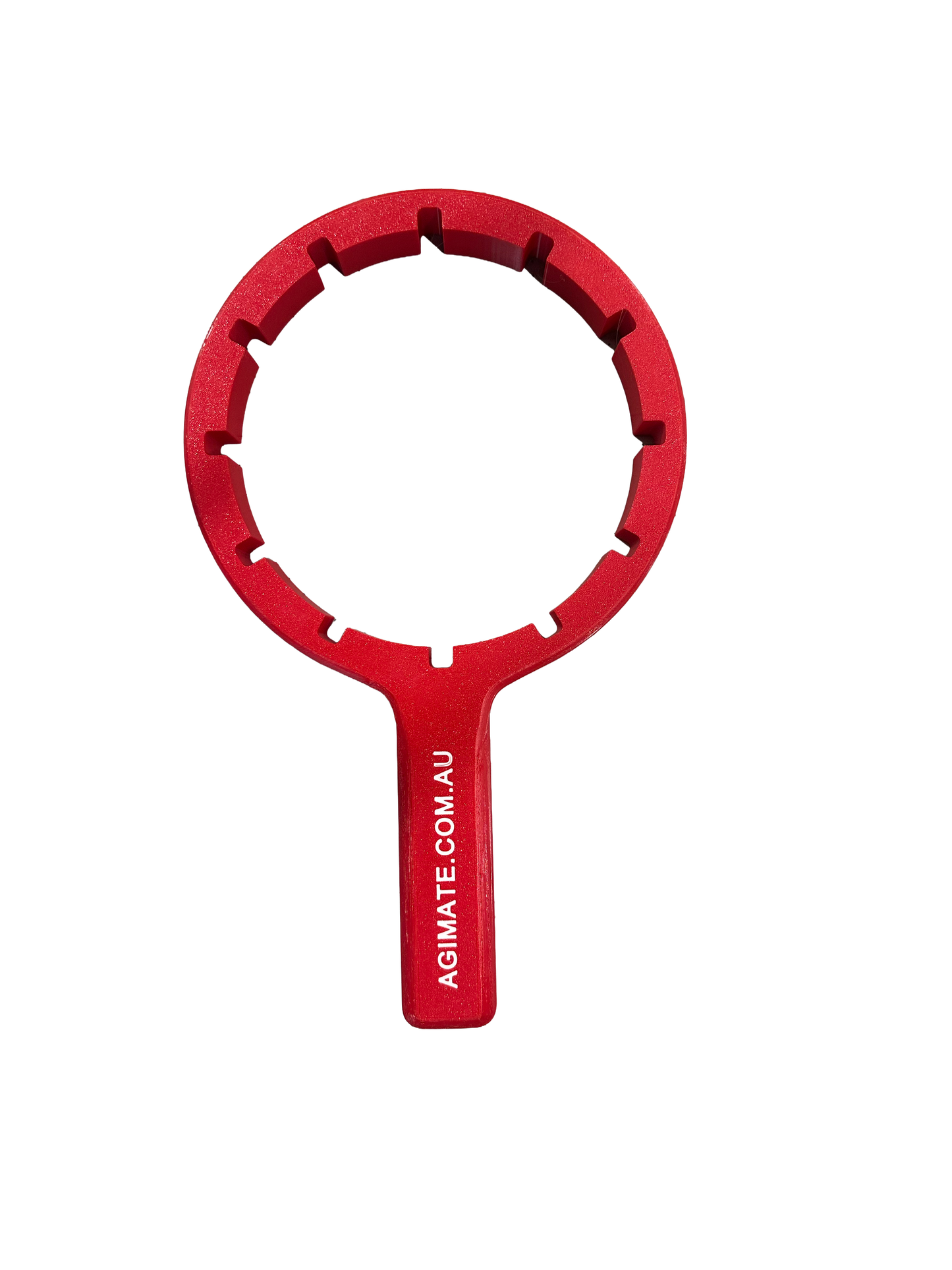 Agimate IBC lid cap spanner tool on white background.