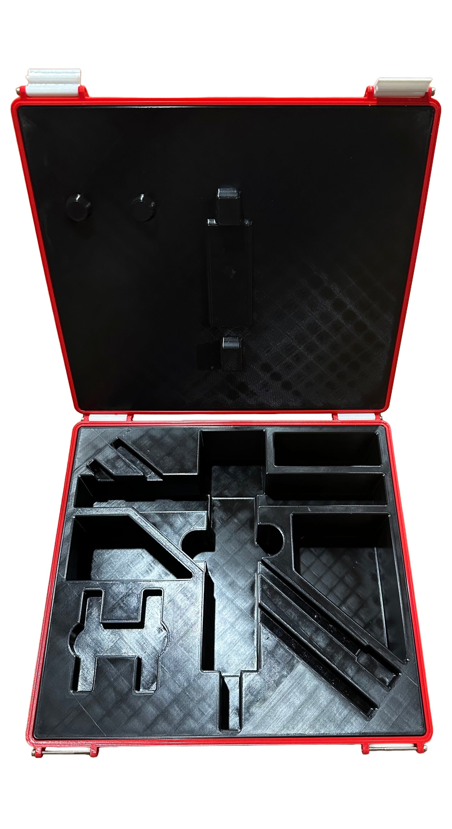 AGIMATE Penetrometer hard case open, showing the empty custom insert with cavities for tools and provision for extra storage.